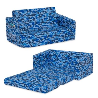 Delta Children Cozee Flip-Out Convertible Sofa to Lounger in Blue Camo