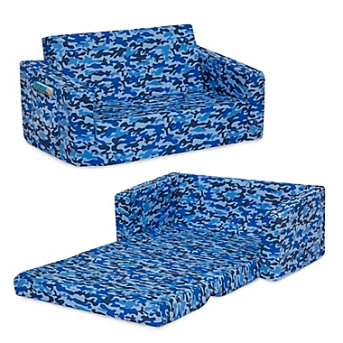Delta Children Cozee Flip-Out Convertible Sofa to Lounger in Blue Camo. View a larger version of this product image.