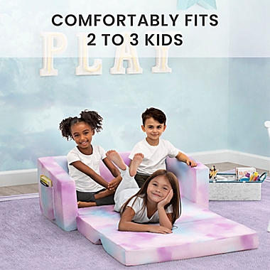 Delta Children&reg; Cozee Flip-Out 2-in-1 Convertible Sofa to Lounger in Pink Tie Dye. View a larger version of this product image.