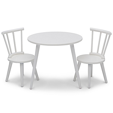 Delta Children Homestead 3-Piece Table and Chair Set in White. View a larger version of this product image.