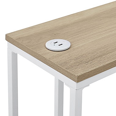 Simply Essential&trade; C-Shape Metal Accent Table in White. View a larger version of this product image.