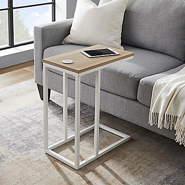 Simply Essential&trade; C-Shape Metal Accent Table in White. View a larger version of this product image.