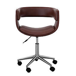 Teamson Home Modern PU Leather Swivel Office Chair in Brown