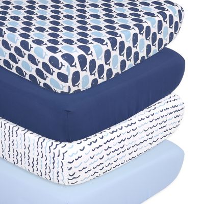 The Peanutshell&trade; 4-Pack Nautical Microfiber Fitted Crib Sheets