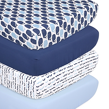 The Peanutshell&trade; 4-Pack Nautical Microfiber Fitted Crib Sheets. View a larger version of this product image.