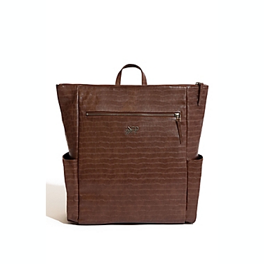 Freshly Picked Minimal Croc Backpack Diaper Bag in Chocolate. View a larger version of this product image.