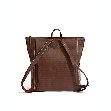 Freshly Picked Minimal Croc Backpack Diaper Bag in Chocolate. View a larger version of this product image.