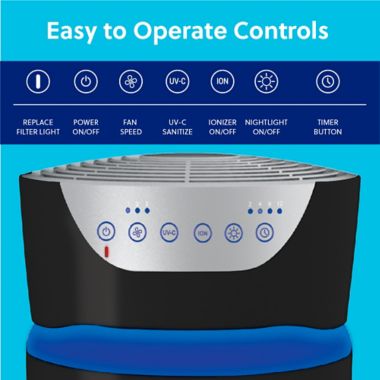 Homedics&reg; TotalClean&trade; 5-in-1 Tower HEPA Air Purifier in Black. View a larger version of this product image.