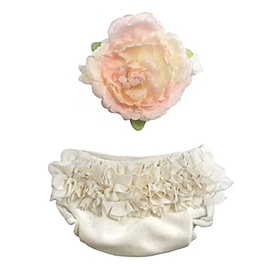 Toby Fairy&trade; Newborn 2-Piece Blooming Flower Diaper Cover and Headband Set in White. View a larger version of this product image.