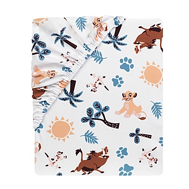 Lambs & Ivy&reg; Lion King Adventure Fitted Crib Sheet in Blue/Brown. View a larger version of this product image.