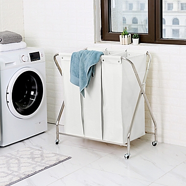 Squared Away 3-Compartment Rolling Laundry Sorter with 3 Removable Bags. View a larger version of this product image.