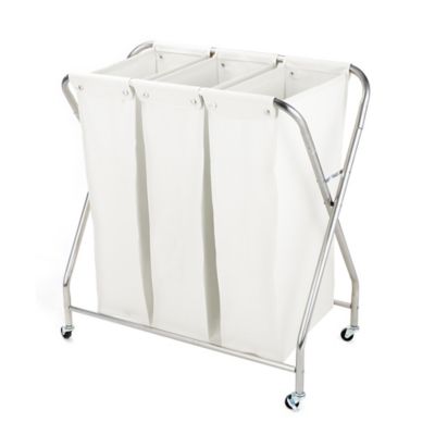 Foldable Clothes Laundry Basket Hamper Bag Large Cart with Wheels & LAUNDRY sign 