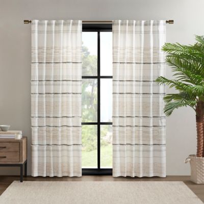 1pc 50&#34;x84&#34; Light Filtering Nea Printed Curtain Panel Natural - Ink+Ivy