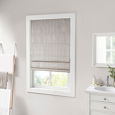Madison Park&reg; Galen 27-Inch x 64-Inch Basketweave Room Darkening Cordless Roman Shade in Taupe. View a larger version of this product image.
