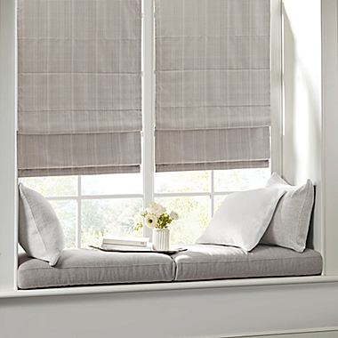 Madison Park&reg; Galen 27-Inch x 64-Inch Basketweave Room Darkening Cordless Roman Shade in Taupe. View a larger version of this product image.