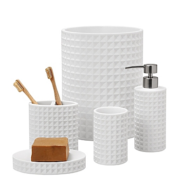 UGG&reg; Morgan Wastebasket in White. View a larger version of this product image.