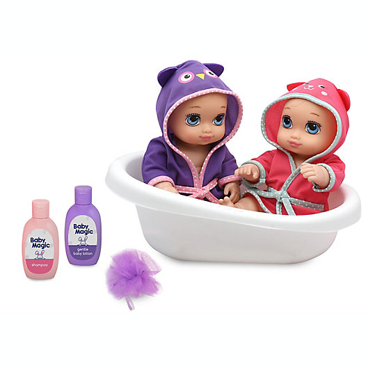 Alternate image 1 for Baby Magic® Bathtime Twins Doll 8-Piece Playset