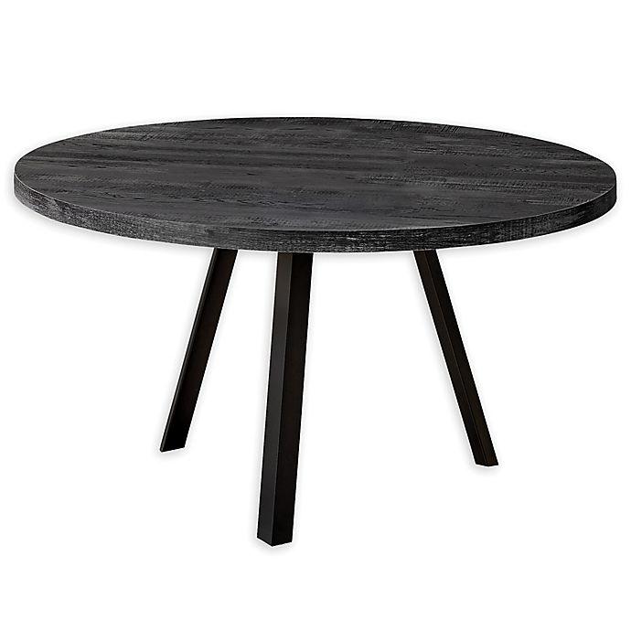 Monarch Specialties Reclaimed Wood 36, Round Black Wood Coffee Table