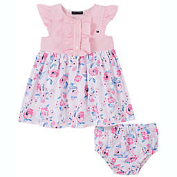 Tommy Hilfiger® 2-Piece Floral Short Sleeve Dress and Diaper Cover Set in Pink