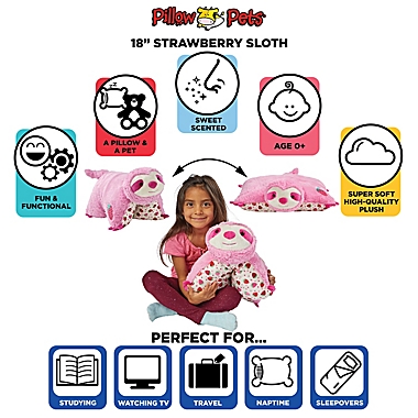 Pillow Pets&reg; Sweet Scented Strawberry Sloth Pillow Pet. View a larger version of this product image.