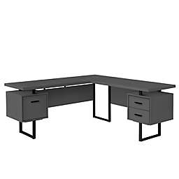 Monarch Specialties L-Shaped Computer Desk in Grey/Black