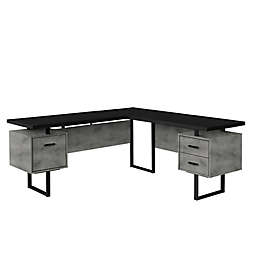 Monarch Specialties L-Shaped Computer Desk in Black/Grey