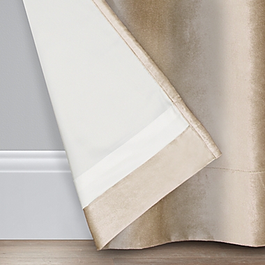 O&O by Olivia & Oliver&trade; 63-Inch Luster Velvet Curtain Panel in Khaki (Single). View a larger version of this product image.