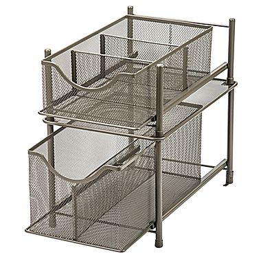 Squared Away&trade; Large Metal Mesh Cabinet Drawer in Nickel. View a larger version of this product image.