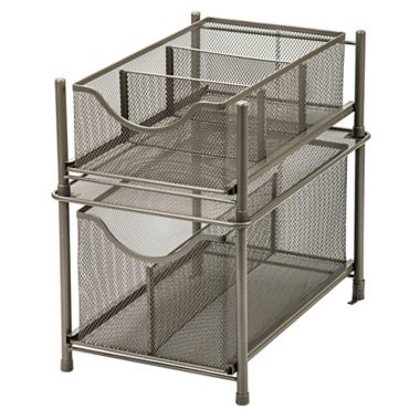 Squared Away&trade; Large Metal Mesh Cabinet Drawer in Nickel. View a larger version of this product image.