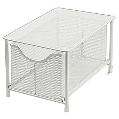 Squared Away&trade; Large Metal Mesh Cabinet Drawer in White. View a larger version of this product image.