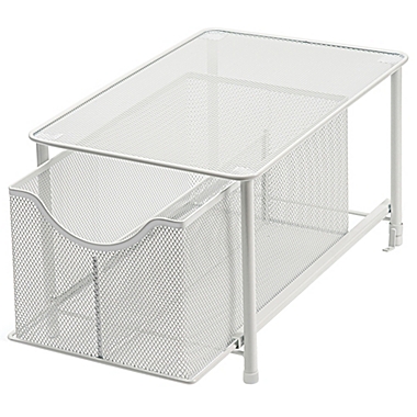 Squared Away&trade; Large Metal Mesh Cabinet Drawer in White. View a larger version of this product image.