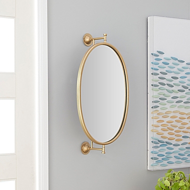 Ridge Road D&eacute;cor Contemporary 15-Inch x 28.6-Inch Wooden Wall Mirror in Gold. View a larger version of this product image.