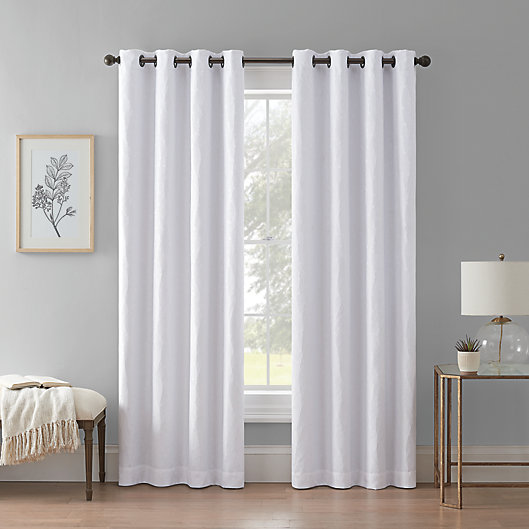 Alternate image 1 for Wamsutta® Aida 84-Inch Grommet 100% Blackout Window Curtain Panel in White (Single)