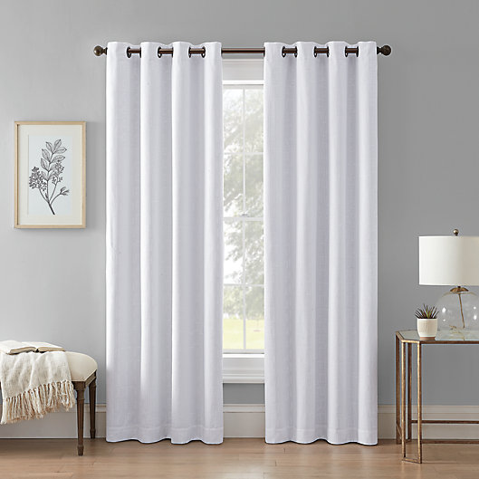 Alternate image 1 for Wamsutta® Priella Grommet 100% Blackout Lined Window Curtain Panel in White (Single)
