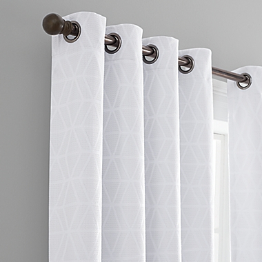 Wamsutta&reg; Textured Geometric 84-Inch Grommet Blackout Curtain Panel in White (Single). View a larger version of this product image.