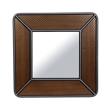 Ridge Road D&eacute;cor Industrial Wood and Iron Wall Mirror in Brown. View a larger version of this product image.