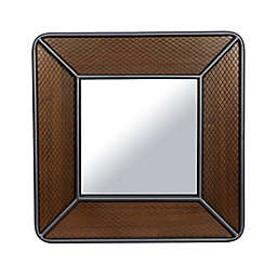 Ridge Road Décor Industrial Wood and Iron Wall Mirror in Brown