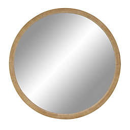 Ridge Road Decor Natural Wood 39.5-Inch Round Wall Mirror in Brown