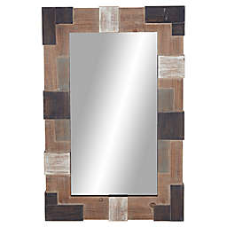 Ridge Road Décor Farmhouse Wood Wall Mirror in Brown