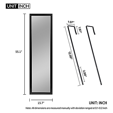NeuType 55-Inch x 16-Inch Full-Length Hanging Door Mirror in Black. View a larger version of this product image.