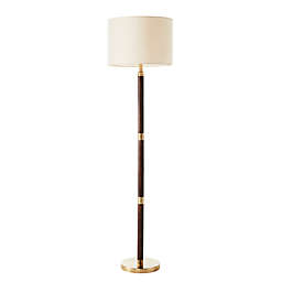 Studio 3B™ Mango Wood 61-Inch Floor Lamp in Gold/Walnut with Cotton Shade