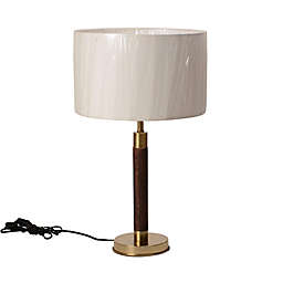 Studio 3B™ Mango Wood 22-Inch Table Lamp in Gold/Walnut with Cotton Shade