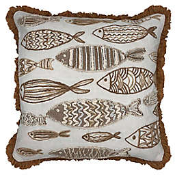 Mod Lifestyles Ocean Fish Square Throw Pillow in Natural