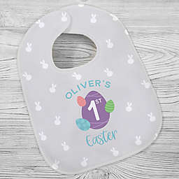 First Easter Personalized Baby Bib in Grey