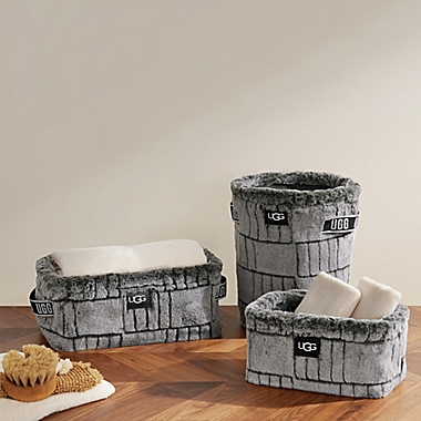 UGG&reg; Iceberg Carved Faux Fur Storage Bin Collection in Charcoal. View a larger version of this product image.