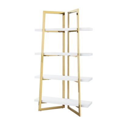 Inspired Home Kali 4 Tier Bookcase In, White And Gold Bookshelves
