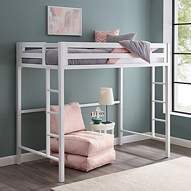 Forest Gate Premium Deluxe Twin Metal Loft Bed in White. View a larger version of this product image.