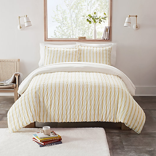Alternate image 1 for UGG® Devon Textured 3-Piece Reversible King Comforter Set in Sun Stripe