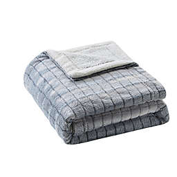 VCNY home Jessica Carved Faux Fur Throw Blanket in Grey