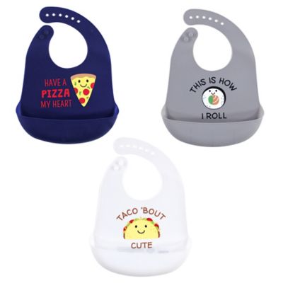 Hudson Baby&reg; 3-Pack Pizza Silicone Bibs